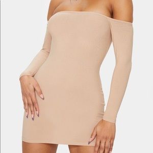 PRETTYLITTLETHING Stone Bardot Bodycon Dress